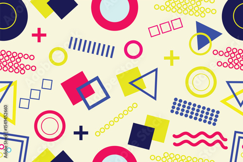 Illustration for hipsters Memphis style, Memphis design background, Geometric elements in memphis backdrop, Vector illustration 
