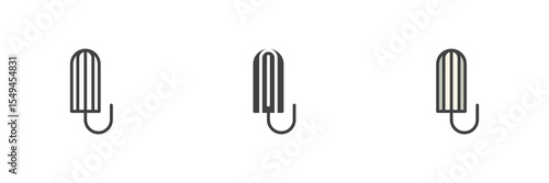 Tampon icon set in line, solid and filled outline style