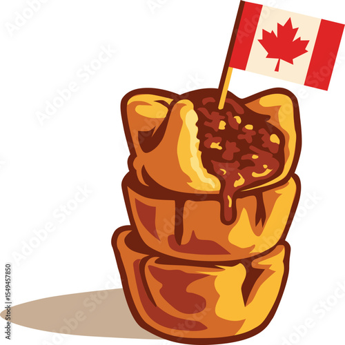 Vector Illustration of Butter Tart with Canadian Flag – Traditional Canada Dessert EPS Design