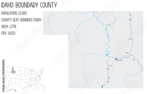 Large and detailed map of Boundary County in Idaho, USA.