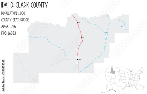 Large and detailed map of Clark County in Idaho, USA.
