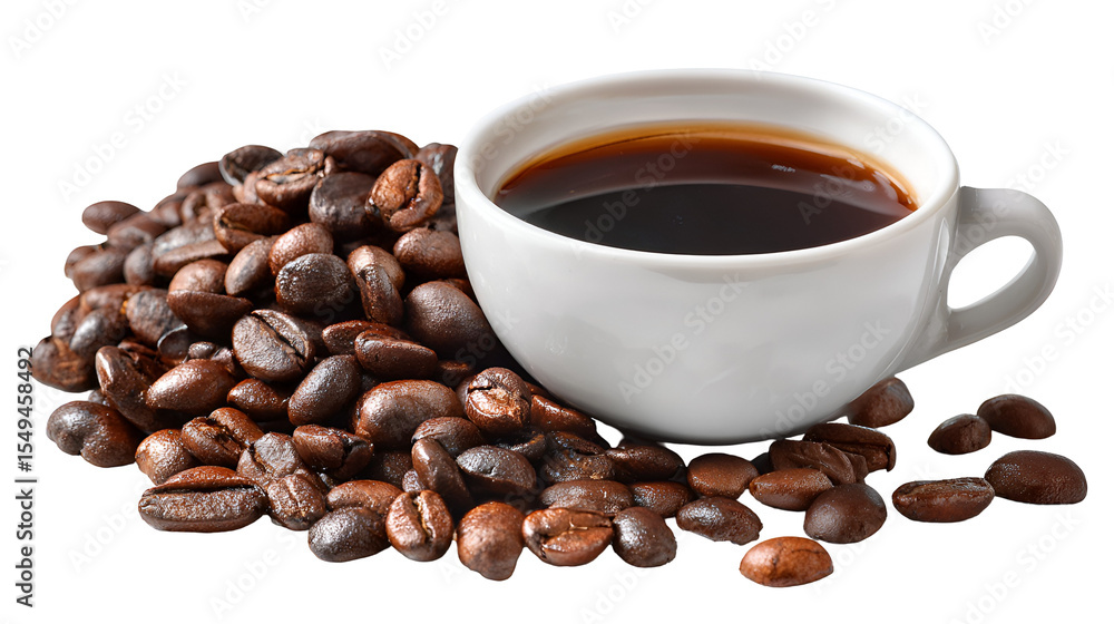 Fototapeta premium Aromatic Coffee Cup and Beans Rich Brew