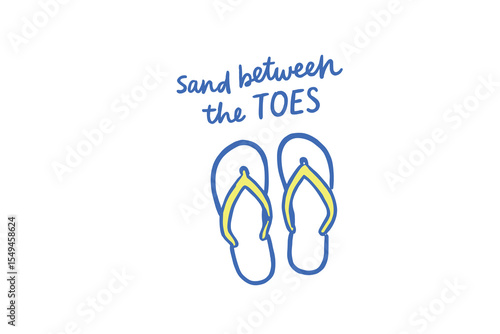 Flip flops sand quote flat vector bright colors clipart