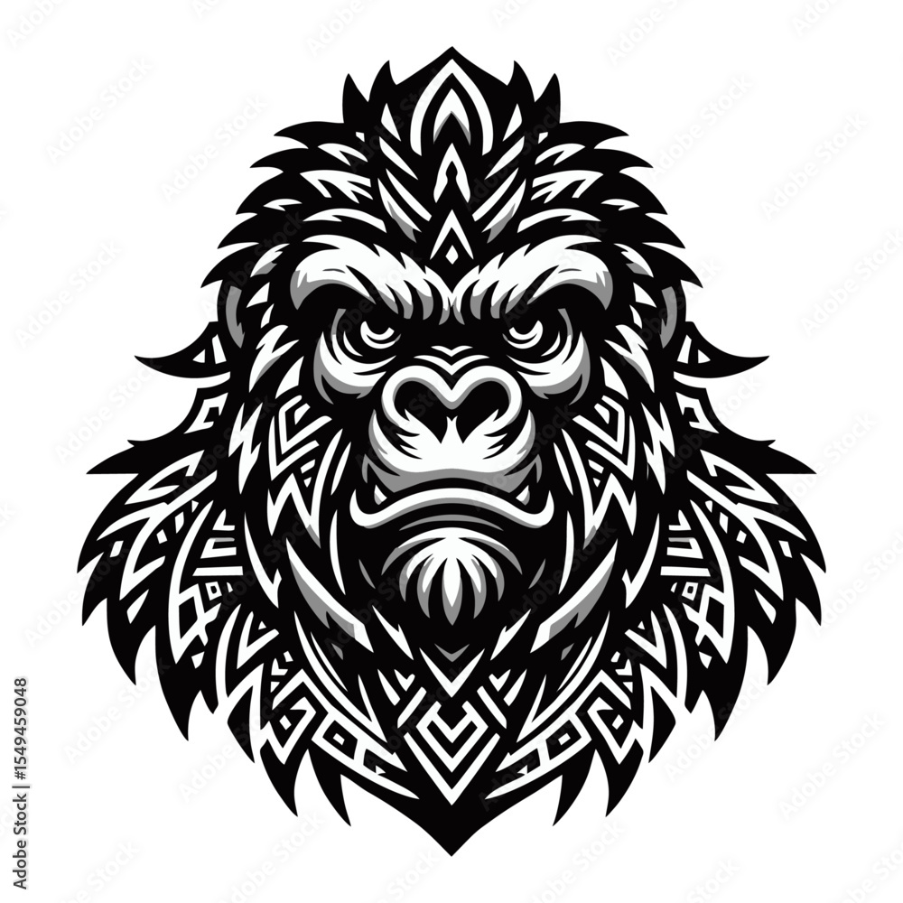 Gorilla tribal modern simple vector black white professional isolated white background Gorilla tribal modern simple vector black white professional isolated white background