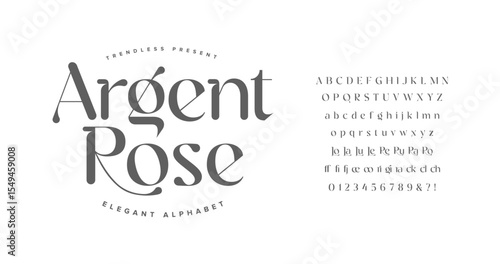 Argent Rose: stylish serif font with a minimal yet luxurious feel. Includes full alphabet, ligatures, and numerals. Great for high end branding, fashion look books, and packaging.