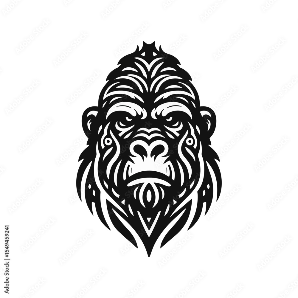 Gorilla tribal modern simple vector black white professional isolated white background Gorilla tribal modern simple vector black white professional isolated white background