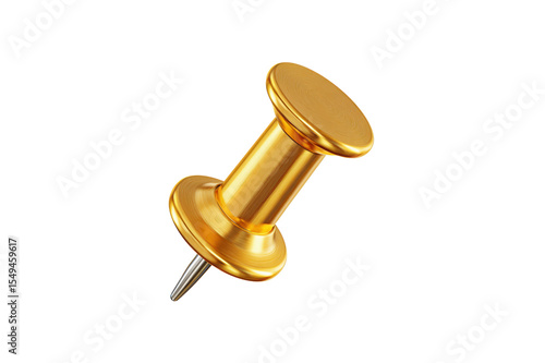 Luxurious Golden Push Pin 3D Render Office Supplies Elegant Stationery Gold Thumbtack Premium