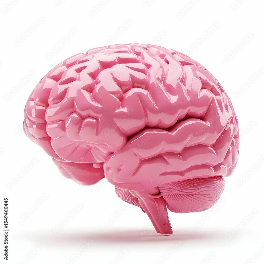 Realistic 3D Render of a Human Brain in Soft Pink Color for Educational Purposes Realistic 3D Render of a Human Brain in Soft Pink Color for Educational Purposes