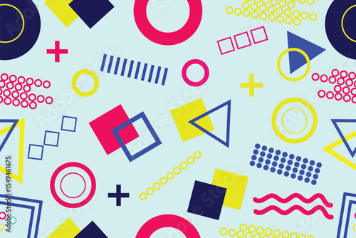 Illustration for hipsters Memphis style, Memphis design background, Geometric elements in memphis backdrop, Vector illustration 
