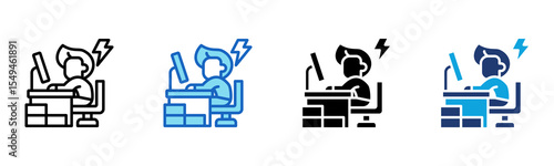 Hard Work icon Multi Style Vector Illustration