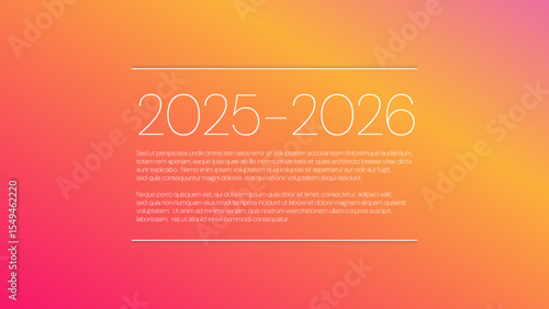 2025 2026 year. Vector gradient background with sample text. Illustration for business plan, financial report, web design, infographic, event, page, presentation