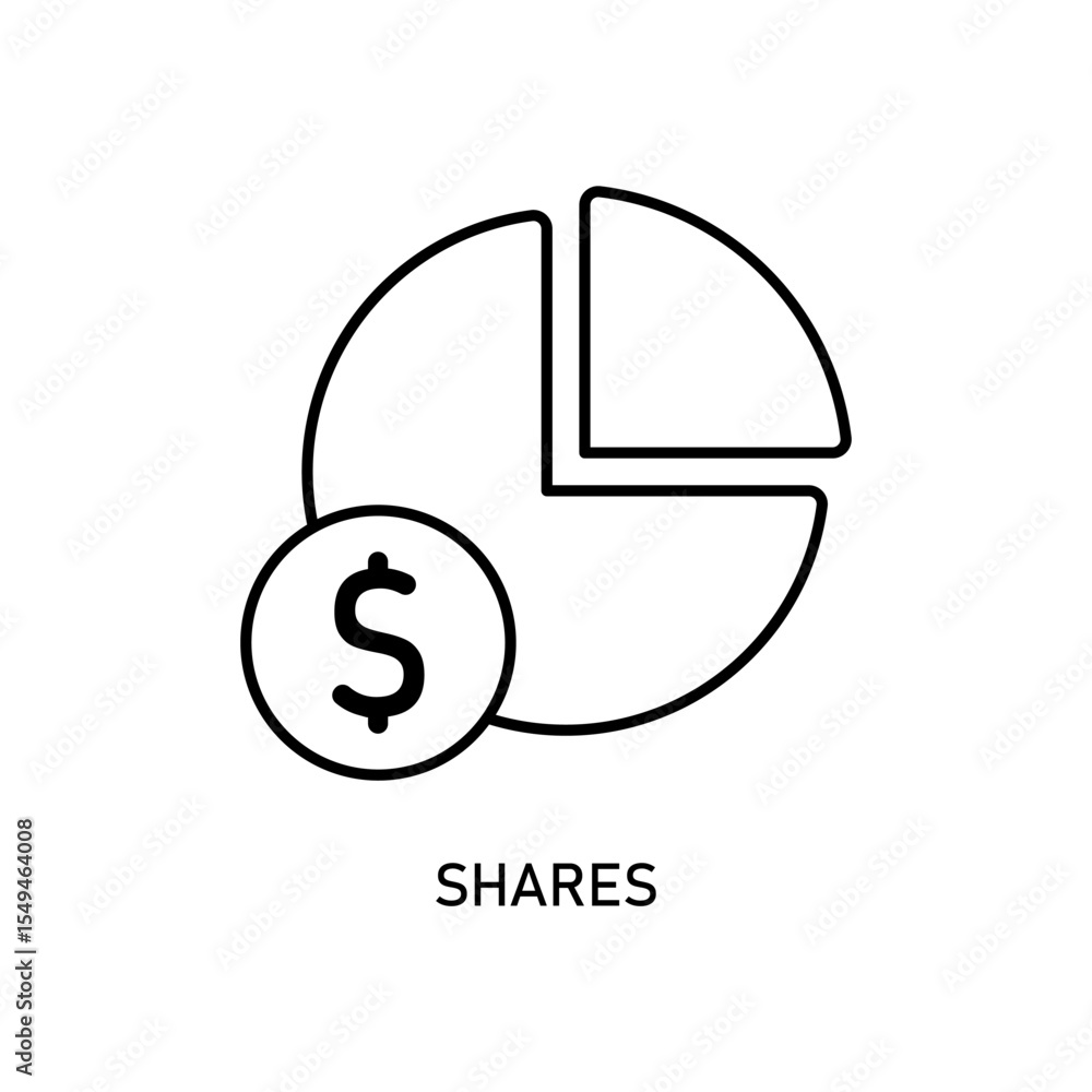Fototapeta premium Icon a shares, isolated against a clean background.