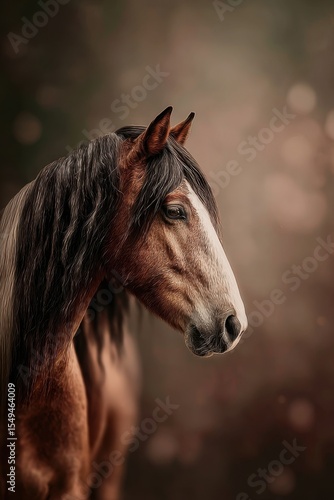 Wallpaper Mural A brown horse with a long mane standing in the woods Torontodigital.ca