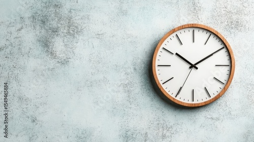 Wallpaper Mural A stylish wooden wall clock with a minimalistic design placed against a textured light blue wall, showcasing modern aesthetics and the concept of time in a simple yet elegant way. Torontodigital.ca