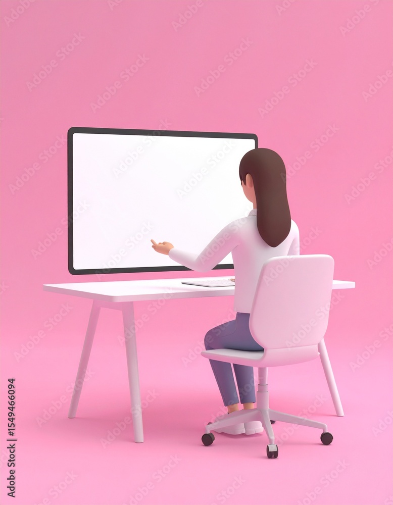 Fototapeta premium Reskill concept: AI-powered reskill training, virtual tutor hologram.