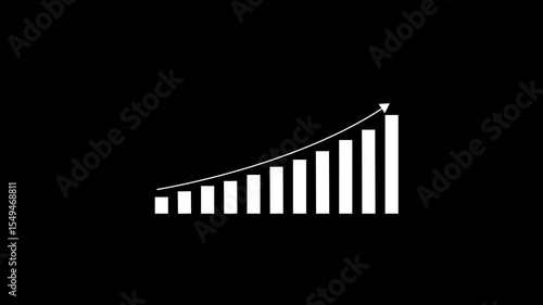 Business growth concept in graph chart showing marketing sales profit increasing to future target. business graph success animation arrow on black background.