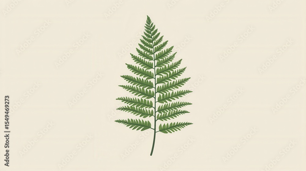 Naklejka premium Elegant and Lush Green Fern Leaf Isolated on Soft Beige Background for Natural and Organic Design Themes