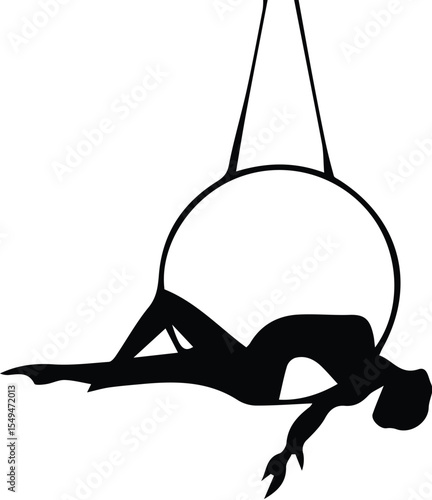Aerialist lying on a ring isolated on transparent background