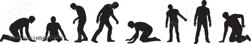 Silhouette of eight zombies in various poses