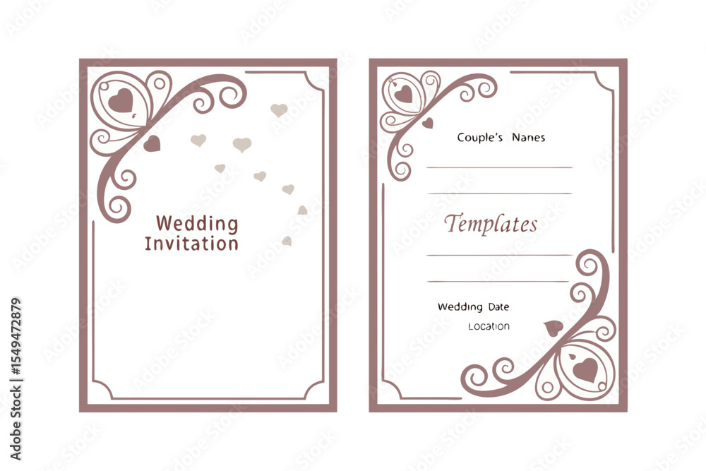 Obraz premium Elegant Floral Wedding Invitation Card Template
