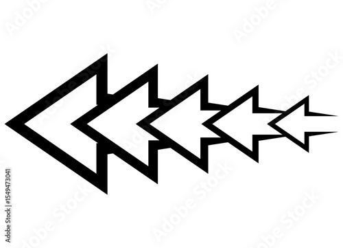 Dynamic Vector Pattern of arrows from black lines on white background. Design element for navigation, Direction indicator. Vector background. Epicenter.