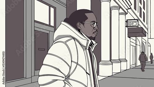 Sad businessman standing indoors, looking out a window