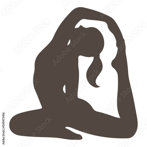 Vector silhouette illustration of a pregnant woman in a yoga pose, a beautiful abstract line art sketch