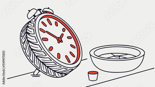 Red alarm clock vector illustration: a vintage object reminding us of morning deadlines and the business of time