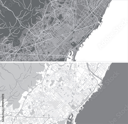 Photography Layered editable vector illustration outline of Barcelona,Spain.