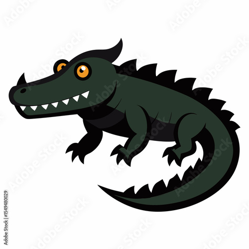 Cartoon crocodile with a cheerful expression isolated on white