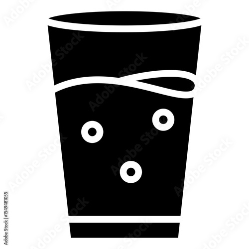 Drink Water - Glyph Black Fill Silhouette Style Icon - glass filled with water, suggesting hydration or daily water intake