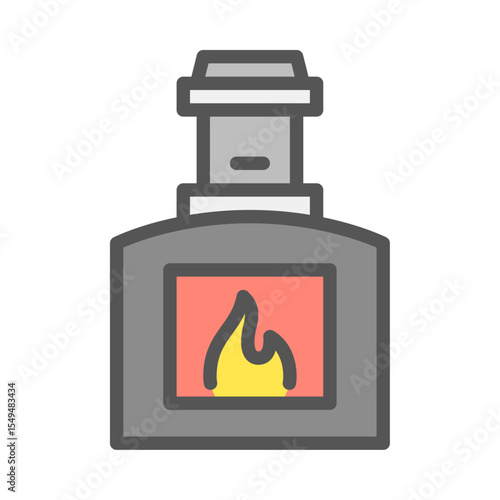 waste furnace filled outline icon. burning waste color line illustration.