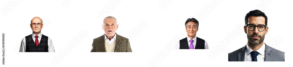 Diverse businessmen in formal attire portrait collection, cut out transparent Diverse businessmen in formal attire portrait collection, cut out transparent