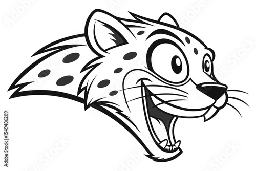 Spotted cheetah character roars fiercely with wide eyes, showcasing its bold, dynamic expression