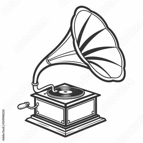 old gramophone isolated on white