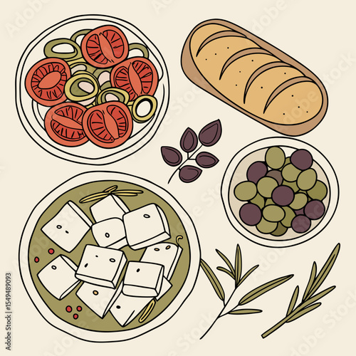 Mediterranean Mezze Platter Illustration
