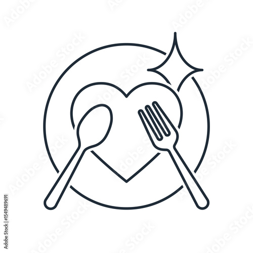 Favorite dish.Love Food. Vector linear icon illustration isolated on white background.
