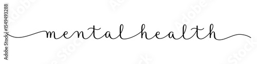 MENTAL HEALTH black vector brush calligraphy banner with swashes