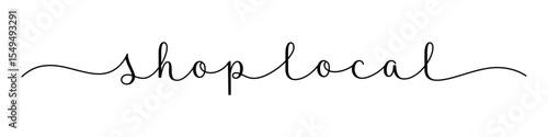 SHOP LOCAL black vector brush calligraphy banner with swashes