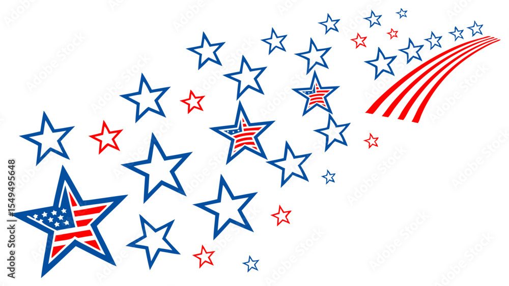 Fototapeta premium Patriotic stars and stripes american flag themed design for independence day