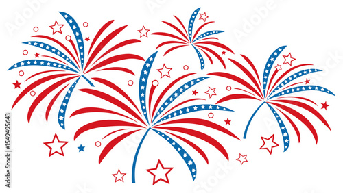 Patriotic fireworks illustration for independence day celebration design asset