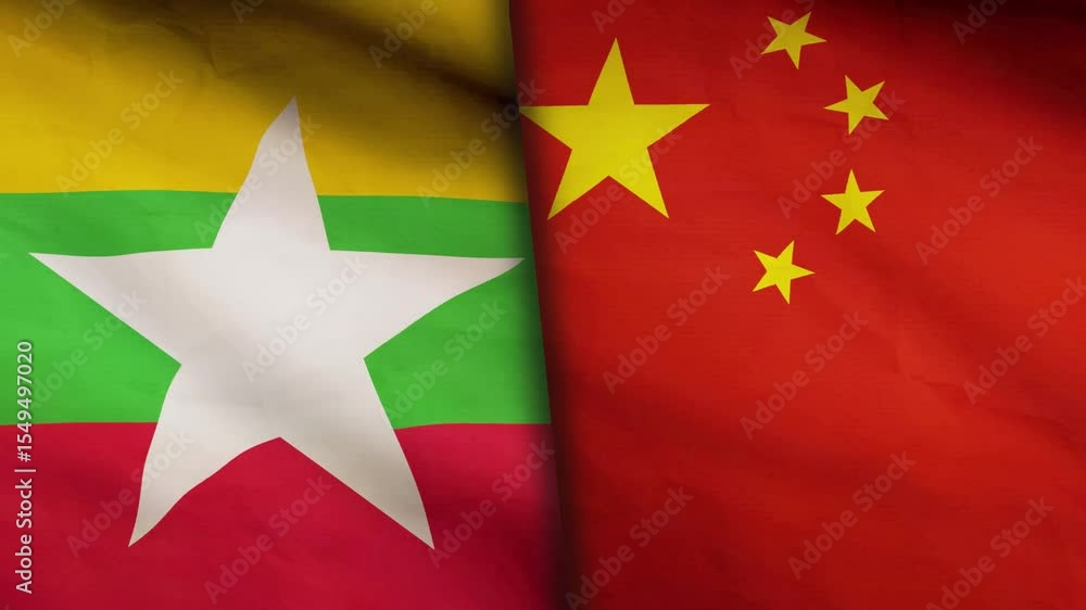 China and Myanmar flag China and Myanmar flag