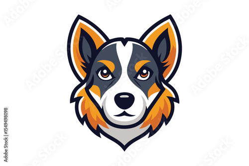Intense monochrome husky portrait stares forward, a bold canine presence in a minimalist style