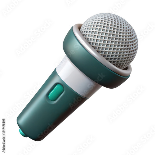 Teal and white cartoon microphone render