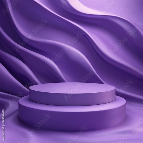 Deep purple scene with soft waves and podium. Generative AI