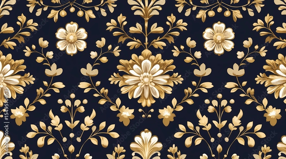 Elegant Gold Floral Damask Pattern Elegant Gold Floral Damask Pattern
