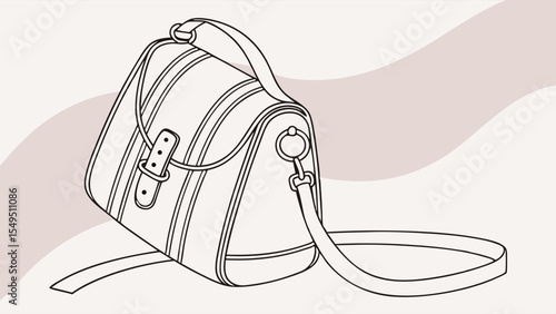 Elegant Handbag Illustration with Shoulder Strap and Buckle Detail.
