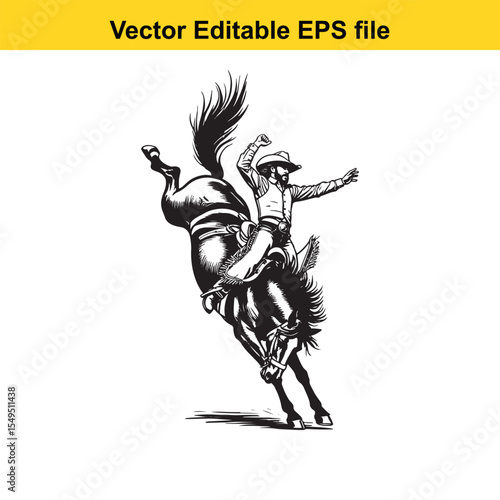 Wallpaper Mural Dynamic Rodeo Ride A Cowboy's Thrilling Struggle Against a Bucking Horse an Exciting Display of Skill Strength and Determination in the Heart of Western Tradition Torontodigital.ca