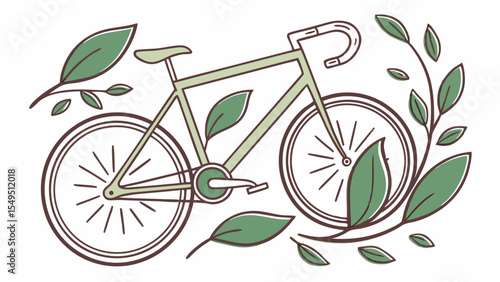 EcoFriendly Green Bicycle with Leaf Design Illustration.