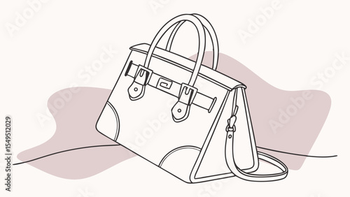 Elegant Handbag Illustration with Buckles and Shoulder Strap.